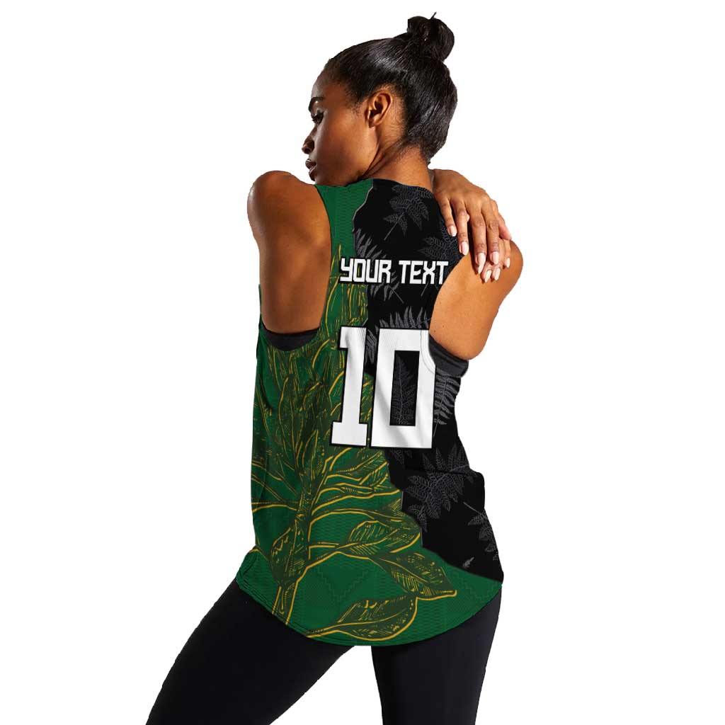Custom Aotearoa South Africa Rugby Freedom Cup Women Racerback Tank Kiwi Warriors Haka with King Protea Symbol - African Pride