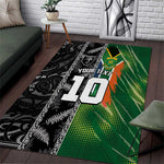 Custom Aotearoa South Africa Rugby Freedom Cup Area Rug Maori Silver Fern Art and Sporty Flag SA - African Pride