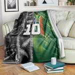 Custom Aotearoa South Africa Rugby Freedom Cup Blanket Maori Silver Fern Art and Sporty Flag SA - African Pride
