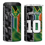 Custom Aotearoa South Africa Rugby Freedom Cup 4 in 1 Can Cooler Tumbler Maori Silver Fern Art and Sporty Flag SA - African Pride