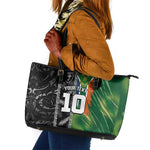 Custom Aotearoa South Africa Rugby Freedom Cup Leather Tote Bag Maori Silver Fern Art and Sporty Flag SA - African Pride