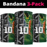 Custom Aotearoa South Africa Rugby Freedom Cup Neck Gaiter Maori Silver Fern Art and Sporty Flag SA LT03