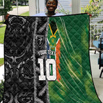 Custom Aotearoa South Africa Rugby Freedom Cup Quilt Maori Silver Fern Art and Sporty Flag SA - African Pride