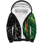 Custom Aotearoa South Africa Rugby Freedom Cup Sherpa Hoodie Maori Silver Fern Art and Sporty Flag SA - African Pride