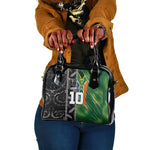 Custom Aotearoa South Africa Rugby Freedom Cup Shoulder Handbag Maori Silver Fern Art and Sporty Flag SA - African Pride