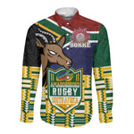 South Africa Rugby Long Sleeve Button Shirt Go Bokke-Amabokoboko Spirit - African Pride