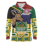 South Africa Rugby Long Sleeve Polo Shirt Go Bokke-Amabokoboko Spirit - African Pride