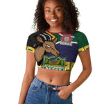 South Africa Rugby Raglan Cropped T shirt Go Bokke-Amabokoboko Spirit - African Pride