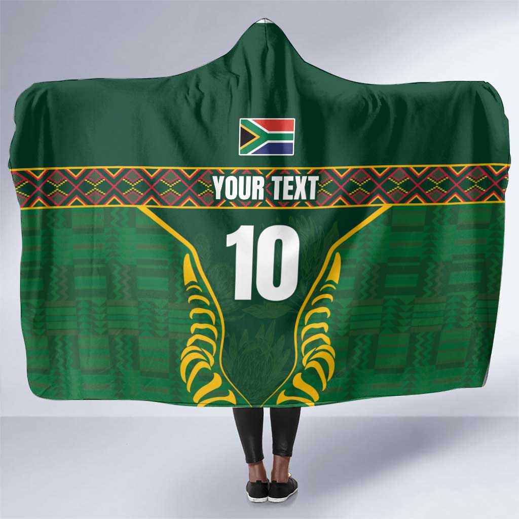 Custom South Africa Rugby Hooded Blanket Springboks Spirit and King Protea