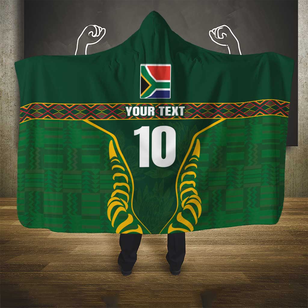 Custom South Africa Rugby Hooded Blanket Springboks Spirit and King Protea