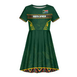 Custom South Africa Rugby Kid Short Sleeve Dress Springboks Spirit and King Protea