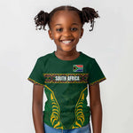 Custom South Africa Rugby Kid T shirt Springboks Spirit and King Protea