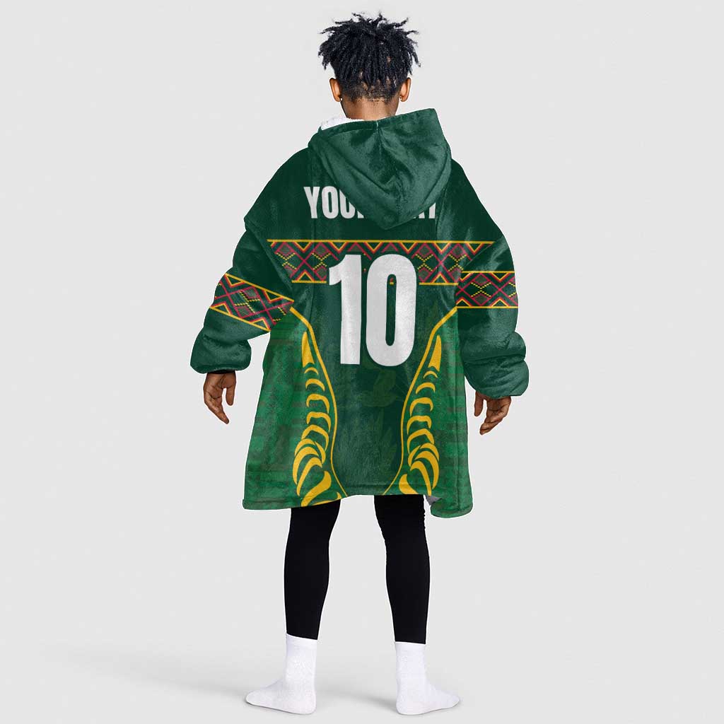 Custom South Africa Rugby Kid Wearable Blanket Hoodie Springboks Spirit and King Protea