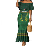 Custom South Africa Rugby Mermaid Dress Springboks Spirit and King Protea