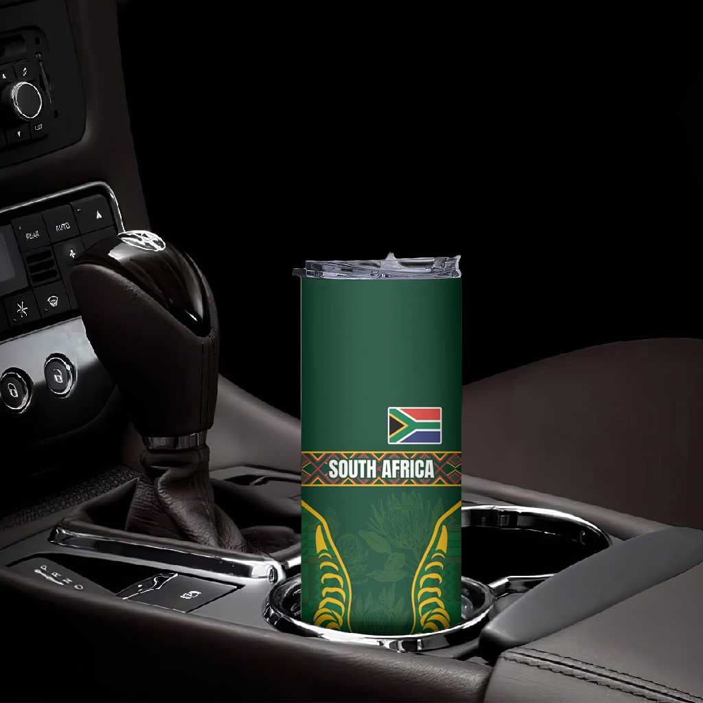 Custom South Africa Rugby Skinny Tumbler Springboks Spirit and King Protea
