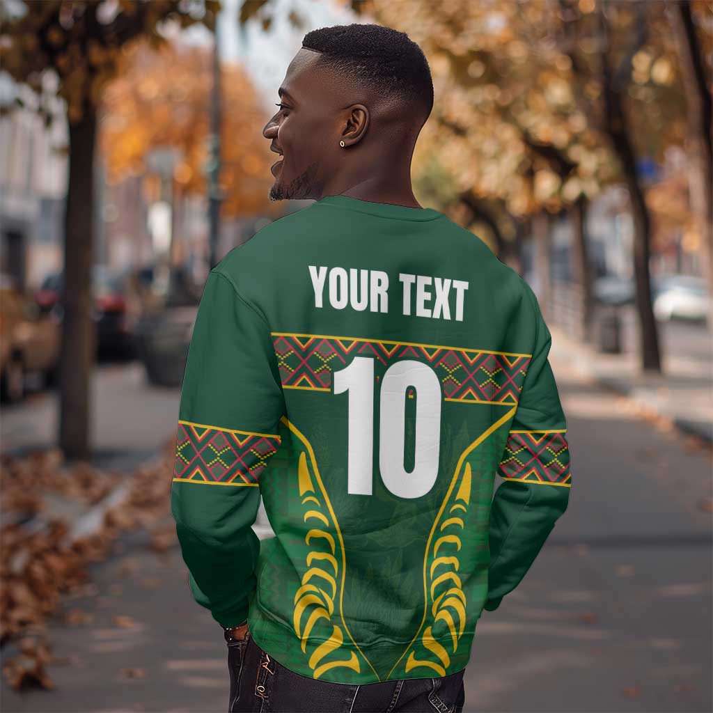 Custom South Africa Rugby Sweatshirt Springboks Spirit and King Protea