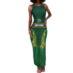 Custom South Africa Rugby Tank Maxi Dress Springboks Spirit and King Protea