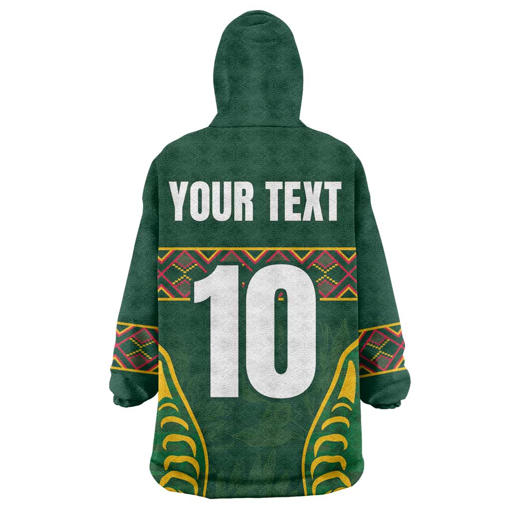 Custom South Africa Rugby Wearable Blanket Hoodie Springboks Spirit and King Protea