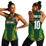 Custom South Africa Rugby Women Racerback Tank Springboks Spirit and King Protea