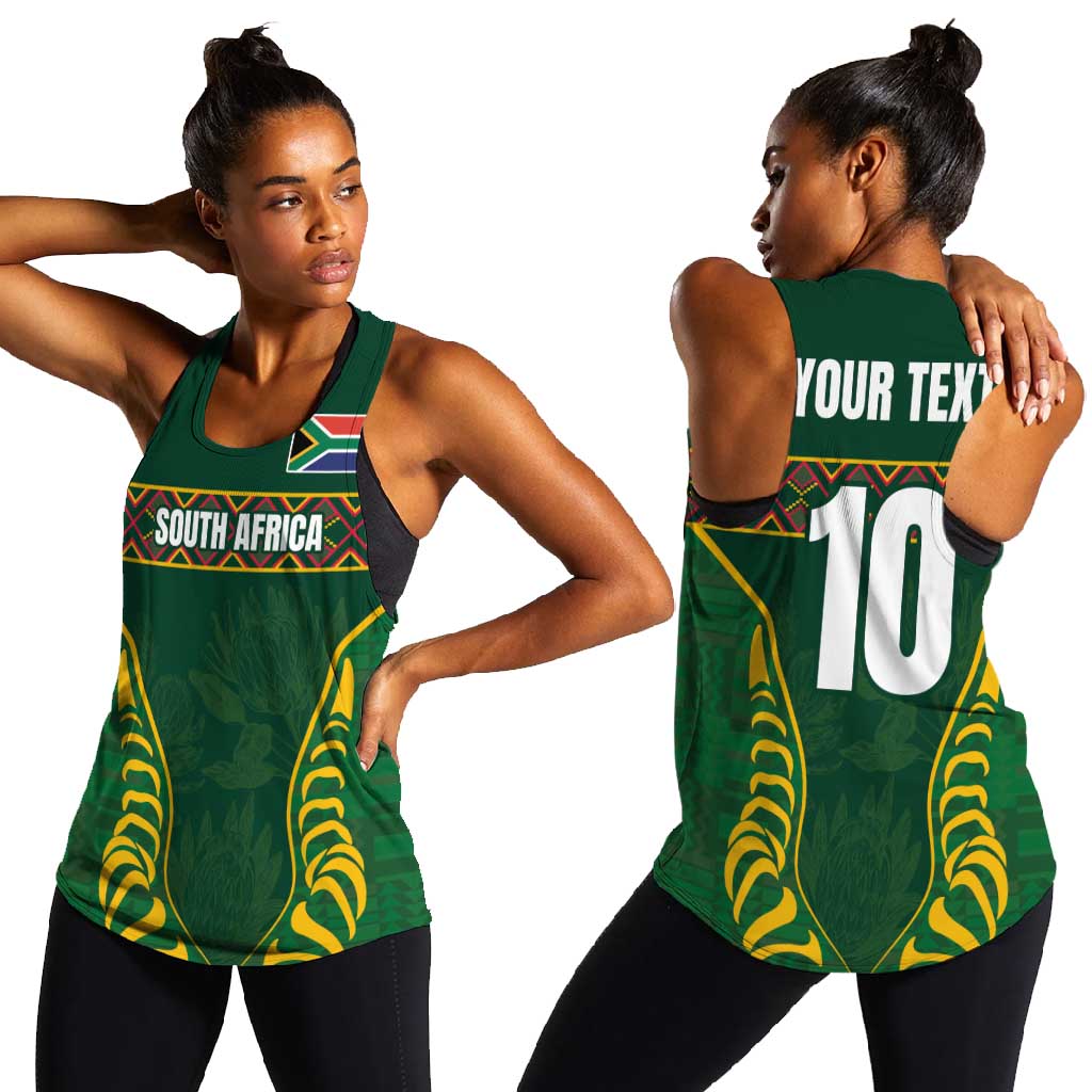 Custom South Africa Rugby Women Racerback Tank Springboks Spirit and King Protea