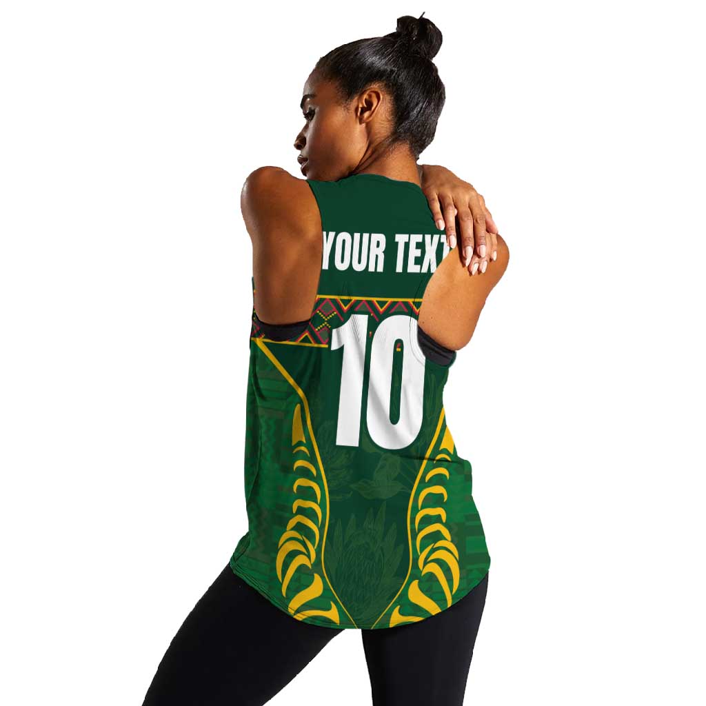 Custom South Africa Rugby Women Racerback Tank Springboks Spirit and King Protea