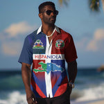 Hispaniola Hawaiian Shirt Haiti and Dominican Republic Emblems and Flag Style
