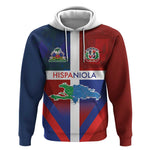 Hispaniola Hoodie Haiti and Dominican Republic Emblems and Flag Style