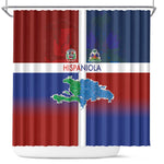 Hispaniola Shower Curtain Haiti and Dominican Republic Emblems and Flag Style