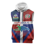 Hispaniola Sleeveless Hoodie Haiti and Dominican Republic Emblems and Flag Style - African Pride