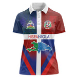 Hispaniola Women Polo Shirt Haiti and Dominican Republic Emblems and Flag Style