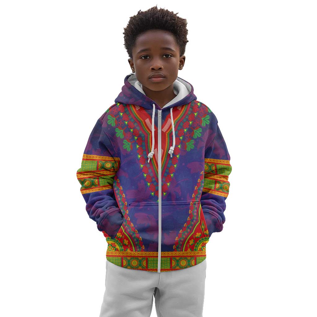 Haiti Kid Hoodie Choeblack Dashiki Style Blue Color
