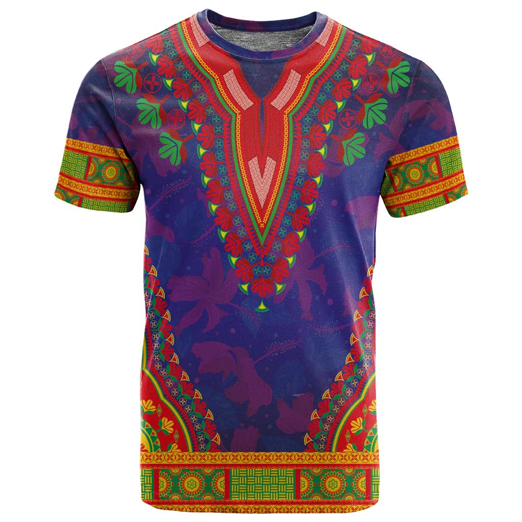 Haiti T shirt Choeblack Dashiki Style Blue Color