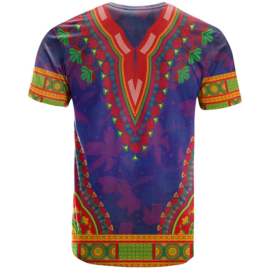 Haiti T shirt Choeblack Dashiki Style Blue Color