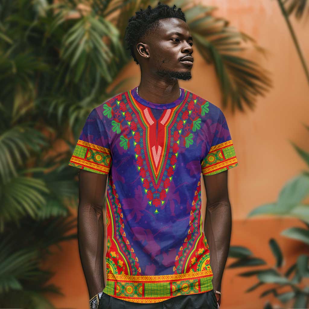 Haiti T shirt Choeblack Dashiki Style Blue Color