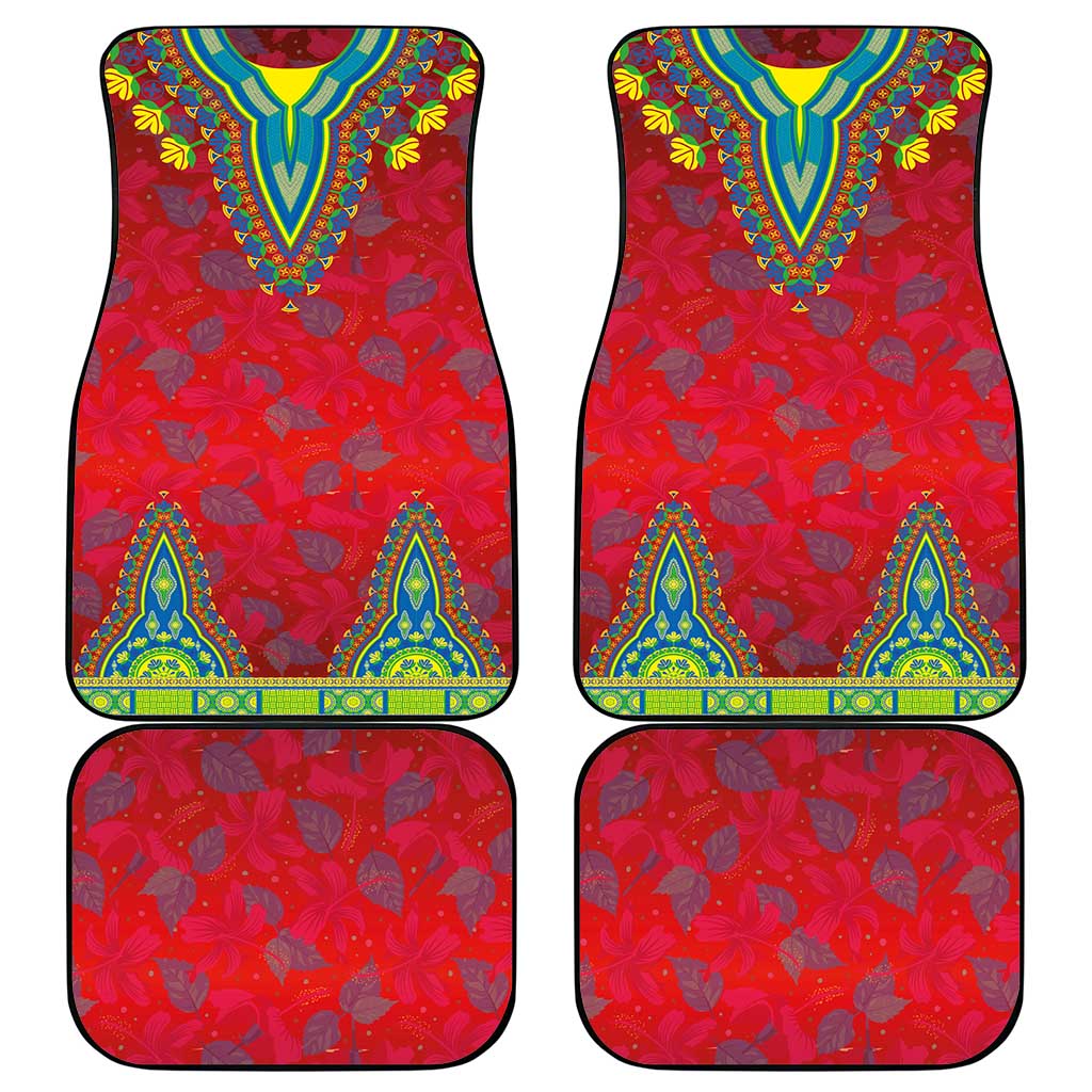 Haiti Car Mats Choeblack Dashiki Style Red Color
