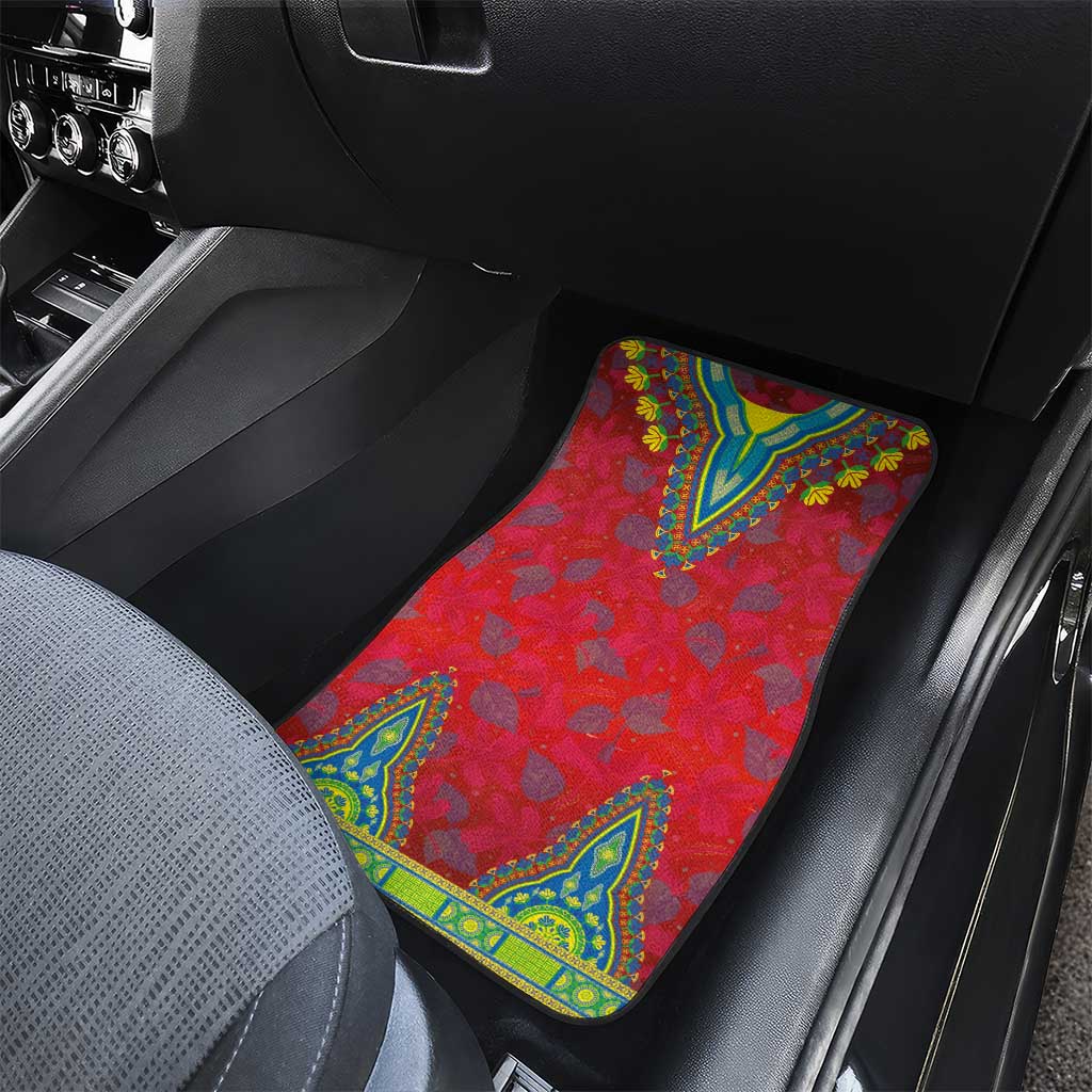 Haiti Car Mats Choeblack Dashiki Style Red Color