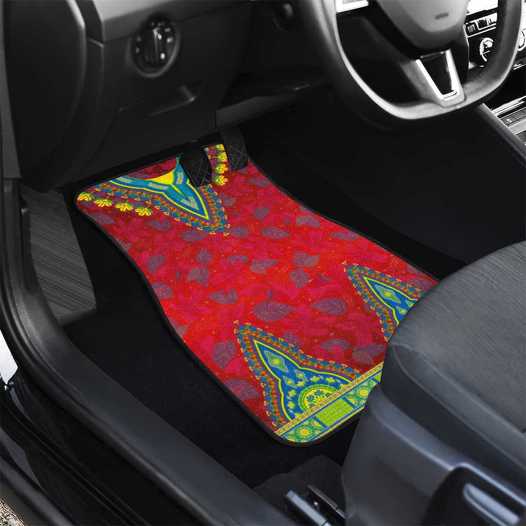 Haiti Car Mats Choeblack Dashiki Style Red Color