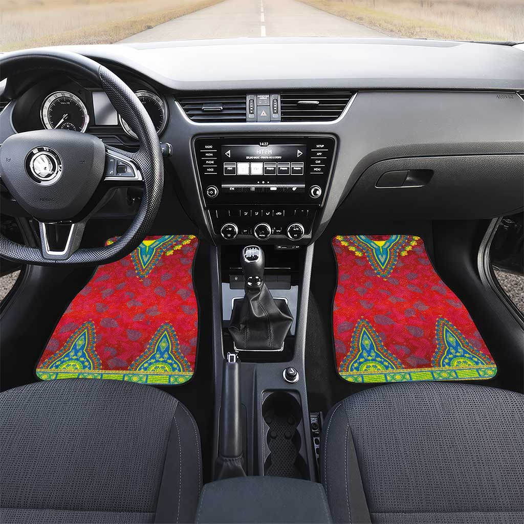 Haiti Car Mats Choeblack Dashiki Style Red Color