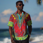 Haiti Hawaiian Shirt Choeblack Dashiki Style Red Color
