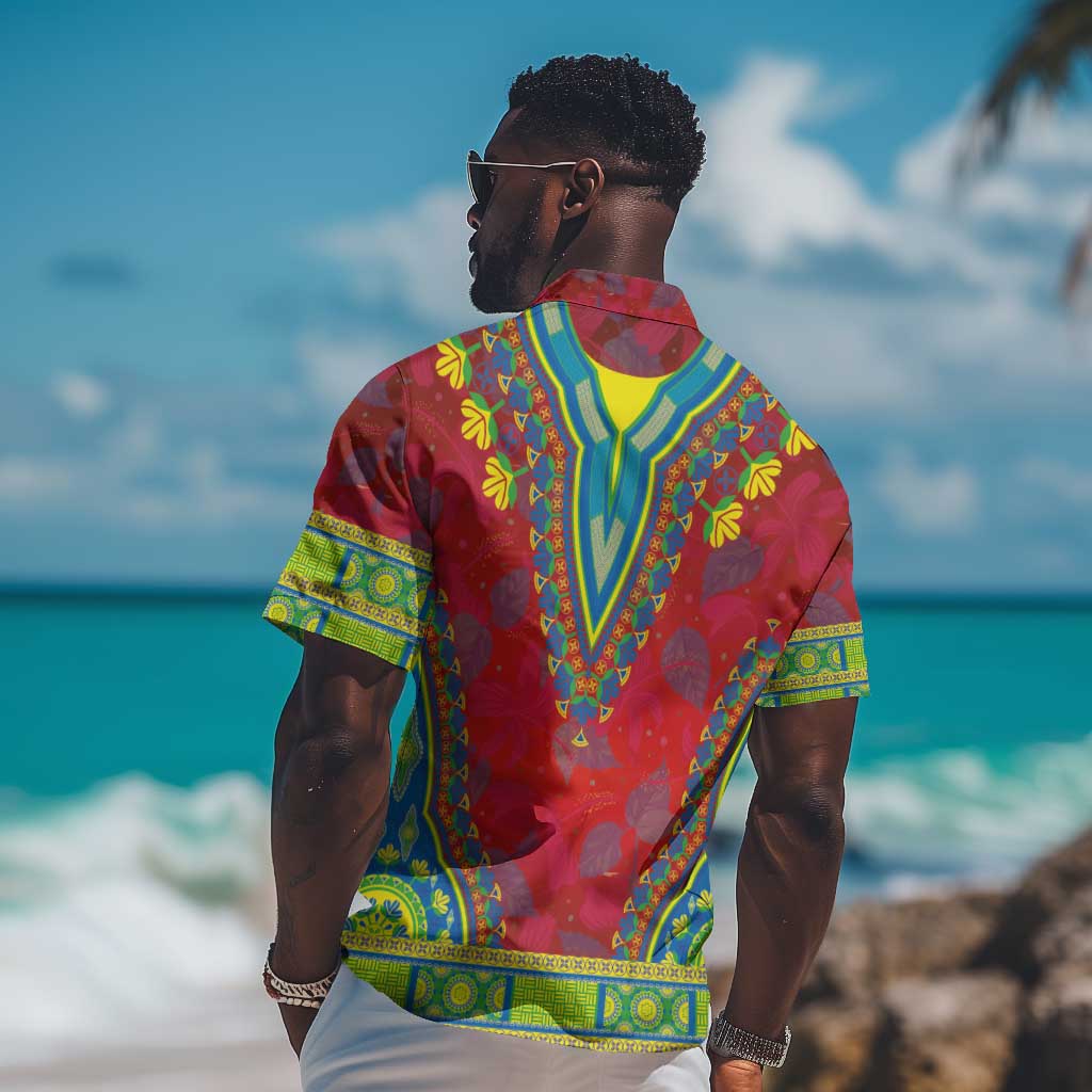 Haiti Hawaiian Shirt Choeblack Dashiki Style Red Color