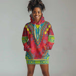 Haiti Hoodie Dress Choeblack Dashiki Style Red Color