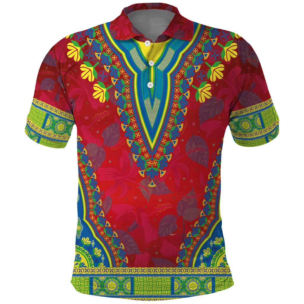 Haiti Polo Shirt Choeblack Dashiki Style Red Color
