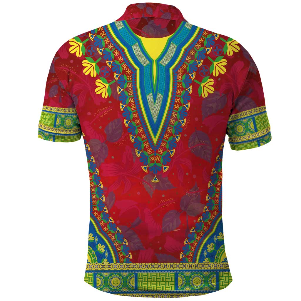 Haiti Polo Shirt Choeblack Dashiki Style Red Color