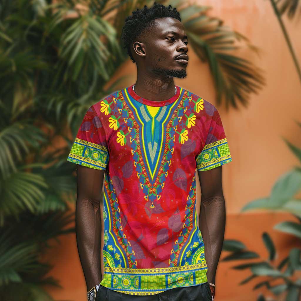Haiti T shirt Choeblack Dashiki Style Red Color