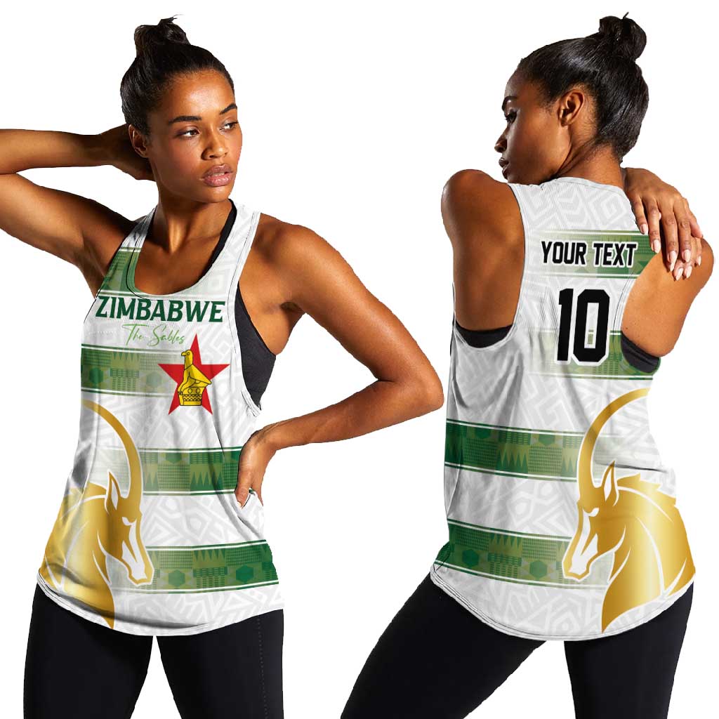 Custom Zimbabwe Rugby Champions of Africa Women Racerback Tank The Gold Sables Version - African Pride