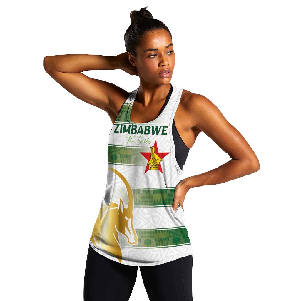 Custom Zimbabwe Rugby Champions of Africa Women Racerback Tank The Gold Sables Version - African Pride