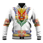 Haiti Flag Baseball Jacket Traditional Dashiki White Color