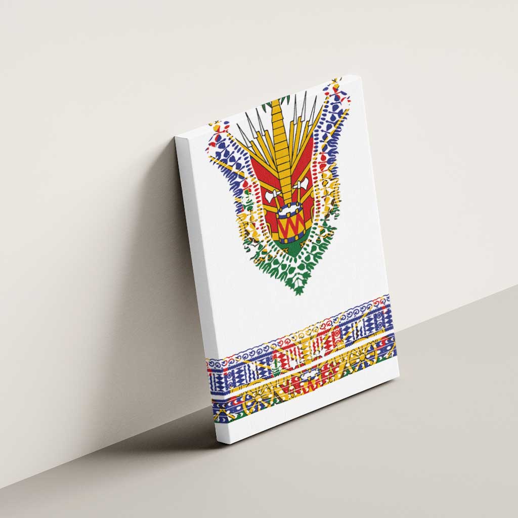 Haiti Flag Canvas Wall Art Traditional Dashiki White Color
