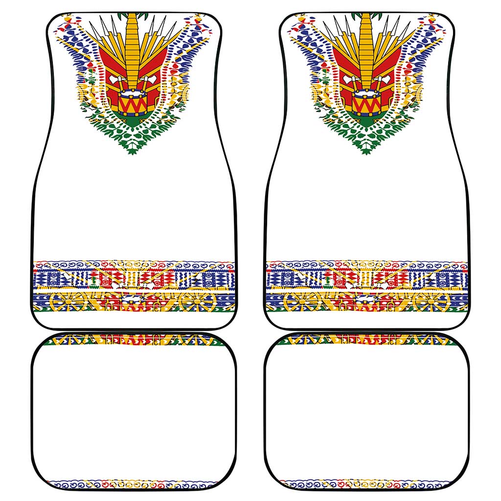 Haiti Flag Car Mats Traditional Dashiki White Color