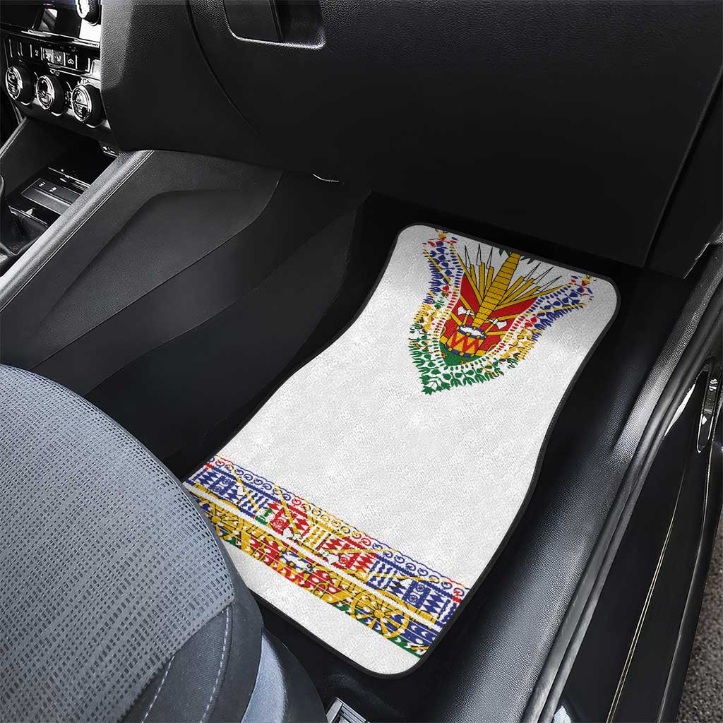 Haiti Flag Car Mats Traditional Dashiki White Color